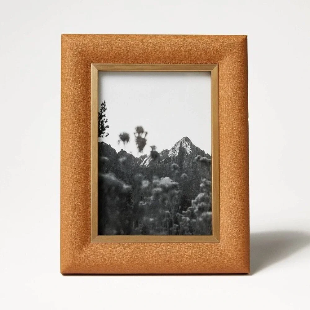 5x7 Shagreen Wrapped Single Image Table Frame Almond - Threshold Studio McGee‎